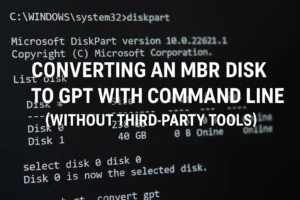 Converting an MBR Disk to GPT with Command Line (without third-party tools)