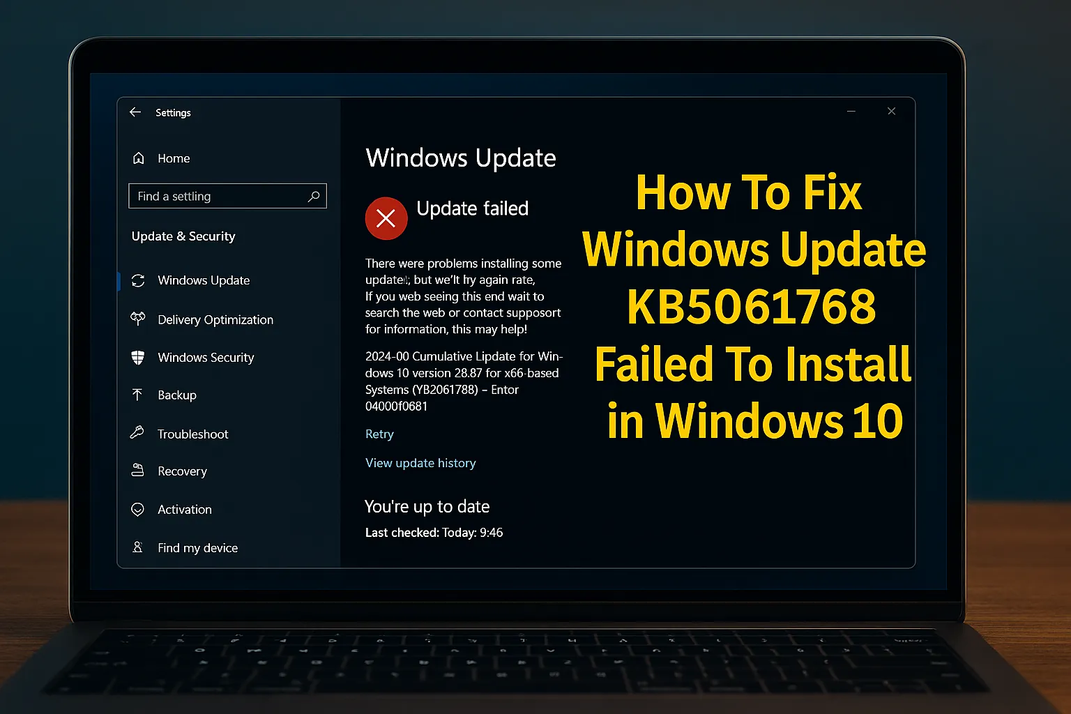 How To Fix Windows Update KB5061768 Failed To Install in Windows 10